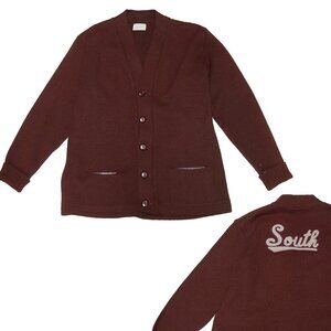 Vintage 50s South Chainstitch Grandpa Varsity Letterman Cardigan Sweater M